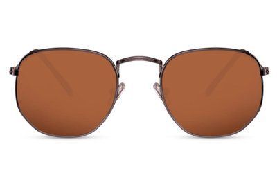Ochelari de soare maro hexagonal unisex metal 2417 2417 foto