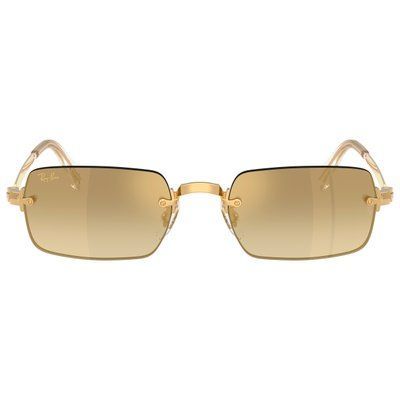 Ochelari de soare unisex Ray-Ban A$AP Rocky RB3928 Limited Edition, vedere frontală, design rectangular fără ramă (rimless) cu finisaj auriu complet și lentile oglindă