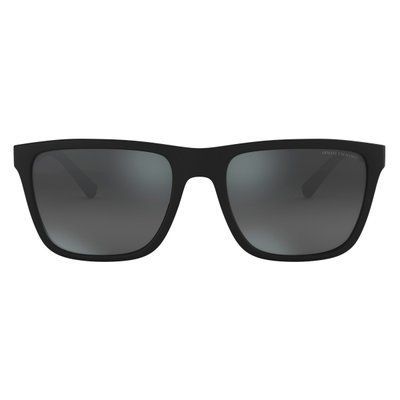Ochelari de soare Armani Exchange AX4080S 80786G 57 &mdash; formă pătrată, ramă neagră mată, lentile oglinzi cu protecție UV 100%