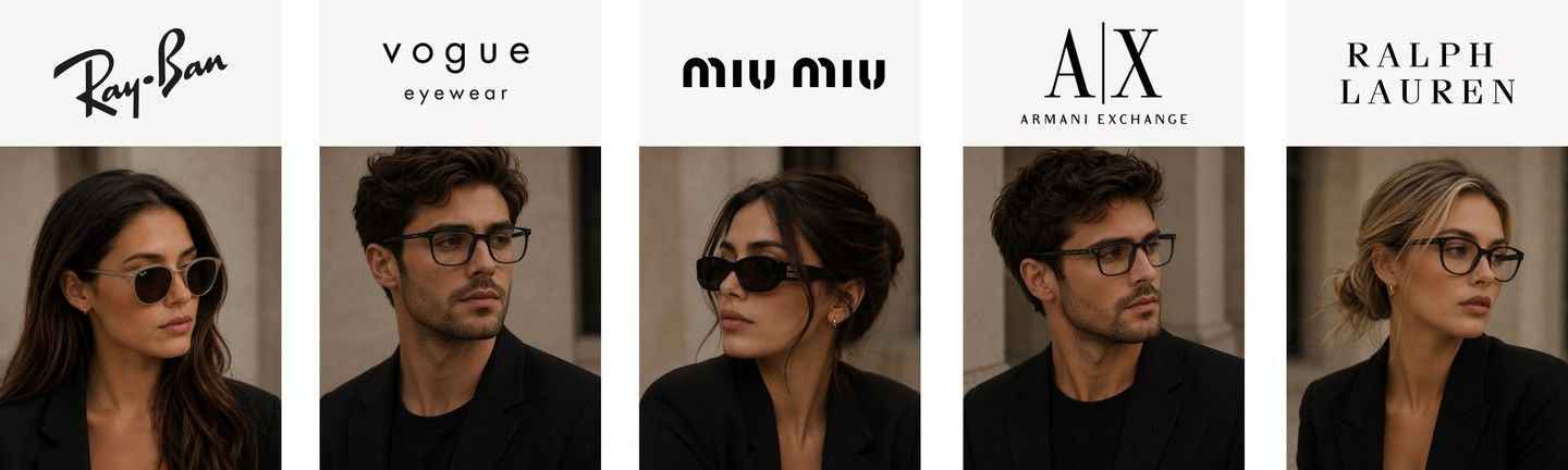 Брендовые солнцезащитные очки и оправы Ray-Ban, Vogue, Miu Miu, Armani Exchange и Ralph Lauren в REFFY Optic
