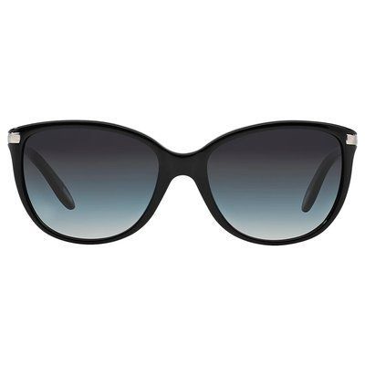 Ochelari de soare damă Ralph Lauren RA5160, vedere frontală, formă feminină cat-eye (supradimensionată) din acetat negru cu lentile gri &icirc;n degrade