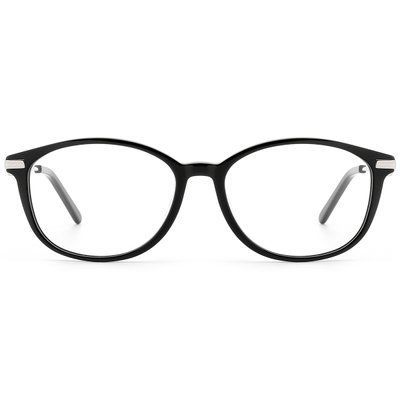 Ramă de vedere pentru femei REFFY R1590C neagră cu argintiu din acetat și metal &ndash; vedere frontală