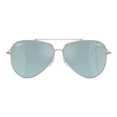 Ochelari de soare Ray-Ban Aviator Reverse x Lenny Kravitz RBR0101S 003/30 59 &mdash; formă iconică Aviator, ramă argintie, lentile oglindă cu protecție UV 100%