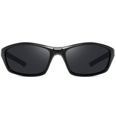 Vedere frontală a ochelarilor de soare sport unisex REFFY RS24101-C01 &icirc;n imaginea 3_12.jpg, cu ramă neagră din plastic și lentile gri polarizate