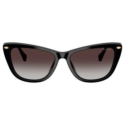 Женские солнцезащитные очки Ralph Lauren RA5346U, вид спереди, черная оправа из ацетата формы cat-eye с серыми градиентными линзами
