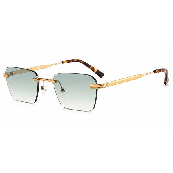 Ochelari de soare fără ramă REFFY RGS7025C1 cu lentile verzi gradient vedere din profil