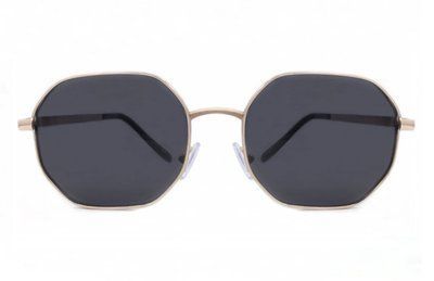 Ochelari de soare hexagonal unisex metal auriu cu negru 2980 2980 foto