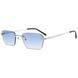 Ochelari de soare fără ramă unisex REFFY RGS7025C4 , din semi-profil, cu lentile albastre degrade, punte argintie și brațe cu terminații negre