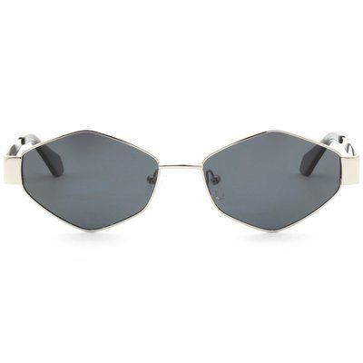 Vedere frontală completă a ochelarilor de soare geometrici REFFY RGS7008C3 , evidențiind forma neregulată unică, lentilele gri polarizate și puntea nazală de 16 mm