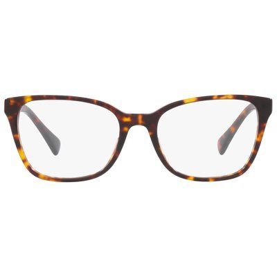 Ochelari Ralph Lauren RA7137U 5003 53 &mdash; formă dreptunghiulară, ramă havana &icirc;nchisă lucioasă, construcție ușoară din acetat