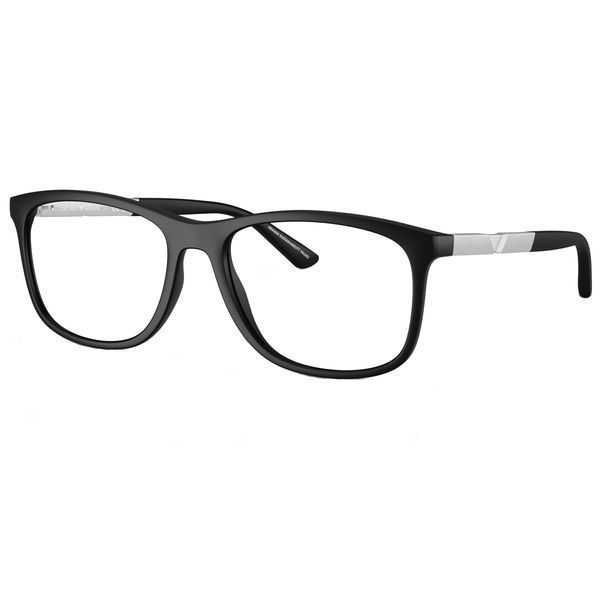 Оправа Emporio Armani EA3247 5001 55 &mdash; мужская модель, прямоугольная форма, чёрная ацетатная рамка, современный стиль