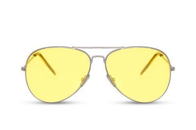 Ochelari de soare aviator unisex galbene din metal 2129 2129 foto