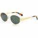 Ochelari de soare ovali unisex REFFY RGS7016C1 , din semi-profil cu ramă din metal auriu, lentile verzi polarizate și brațe cu terminații havana