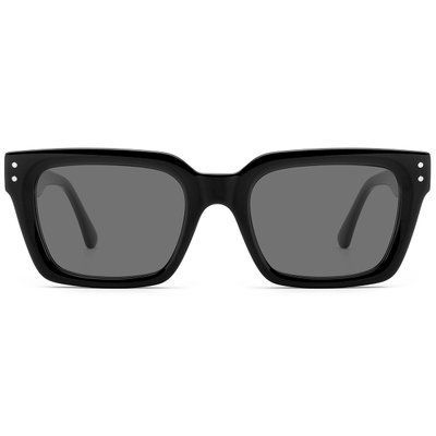Ochelari de soare pătrați REFFY SG1329C1 ramă neagră acetat lentile gri polarizate