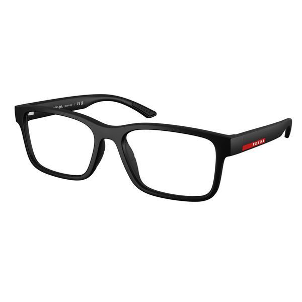 Оправа Prada Linea Rossa PS 01RV DG01O1 54 &mdash; мужская модель, прямоугольная форма, металлическая серая рамка с красным логотипом