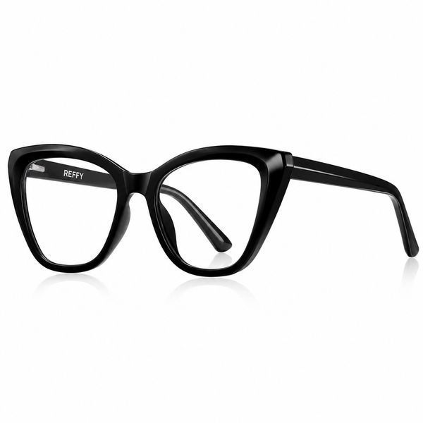 Ochelari pentru calculator damă REFFY BF2148C1 negri Cat Eye cu lentile Blue Light vedere laterală