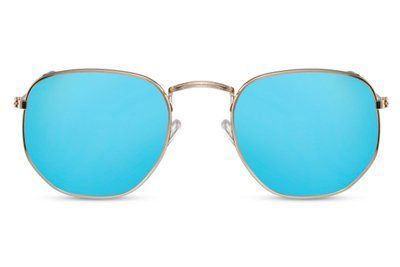 Ochelari de soare albastre hexagonal unisex metal 2415 2415 foto