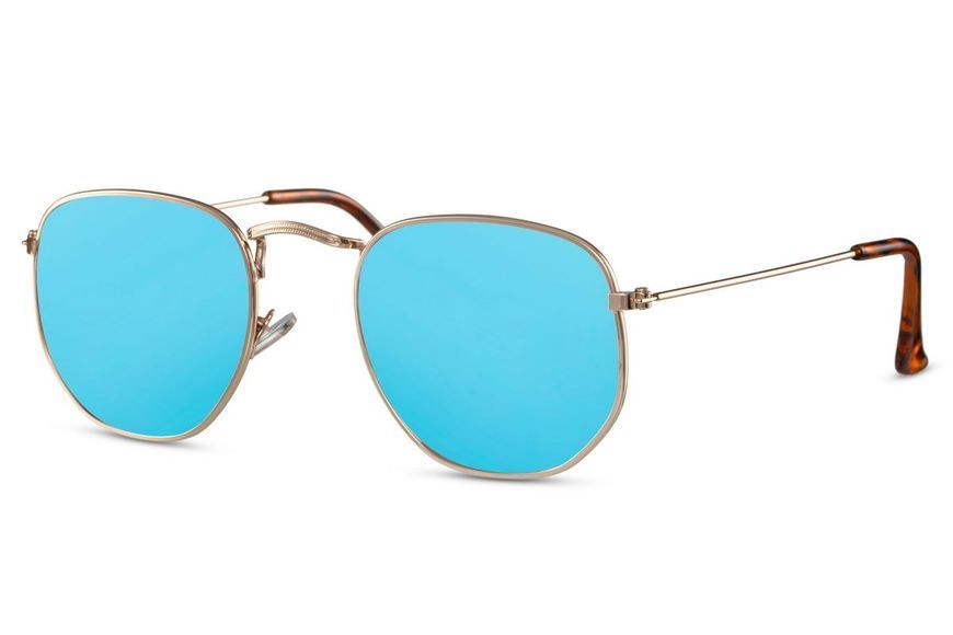 Ochelari de soare albastre hexagonal unisex metal 2415 2415 foto