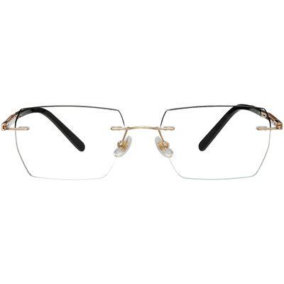 Ochelari de vedere fără ramă Reffy R99535 din titan auriu pentru bărbați, vedere frontală