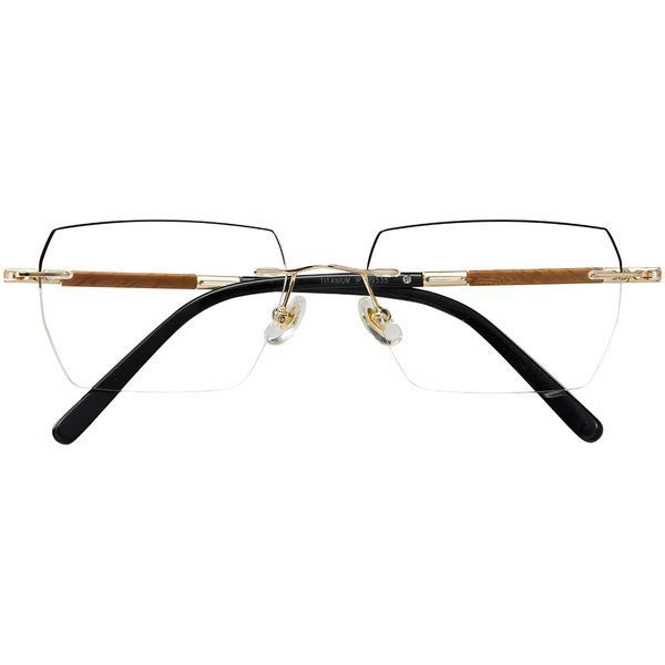 Безободковые очки для зрения Reffy R99535 из титана золотистого цвета, вид спереди