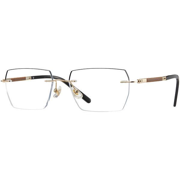 Ochelari de vedere fără ramă Reffy R99535 din titan auriu pentru bărbați, vedere laterală
