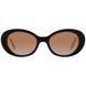 Ochelari de soare damă REFFY SG1528C3, vedere din semi-profil, ramă ovală combinată din acetat cu front negru masiv, brațe nuanța Tortoiseshell (Havana) și lentile maro &icirc;n degrade