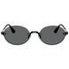 Ochelari de soare unisex Ray-Ban A$AP Rocky RB3929, vedere frontală, design fără ramă (rimless) de formă ovală, finisaj negru și lentile gri polarizate cu logo auriu